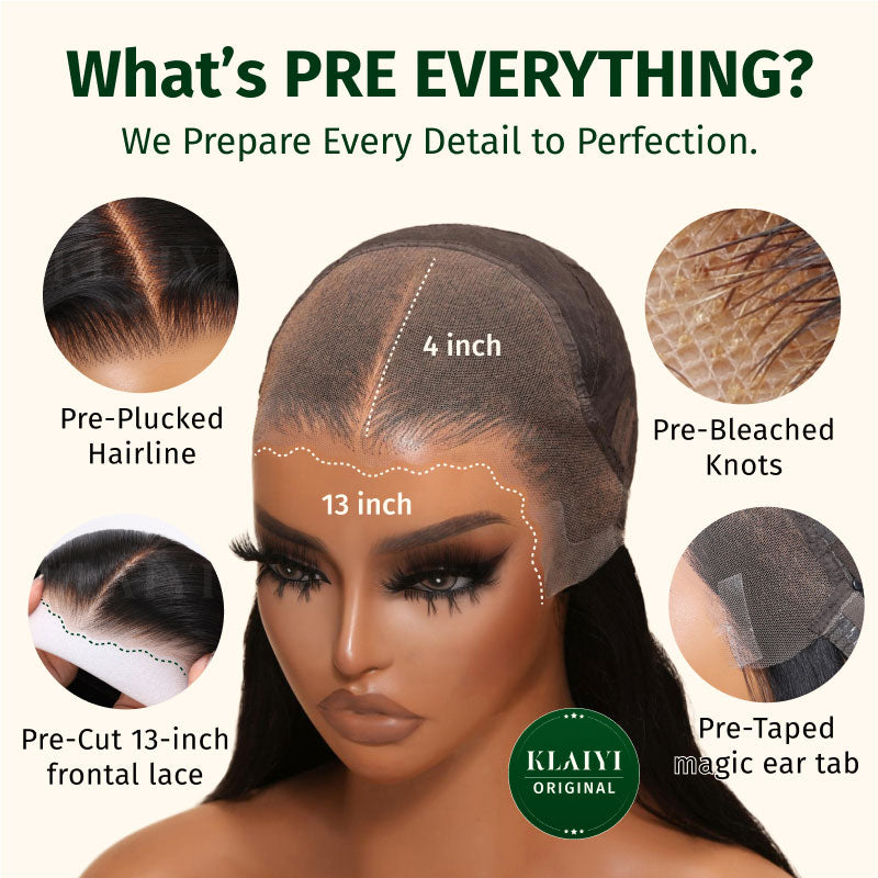 Klaiyi Hair 13x4 Balayage Highlight Wig with Bangs Pre-everything Body Wave Lace Front Human Hair Wigs with Invisi Drawstring Flash Sale