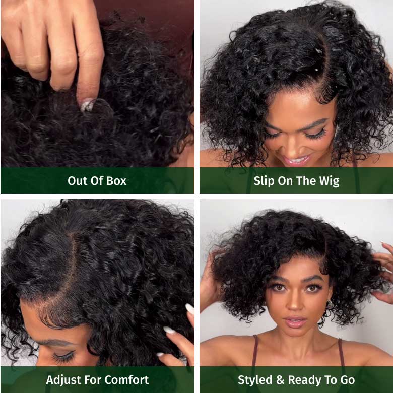 Klaiyi Jerry Curly Human Hair Wigs 7X5 Bye Bye Knots Lace Closure Wigs Flash Sale
