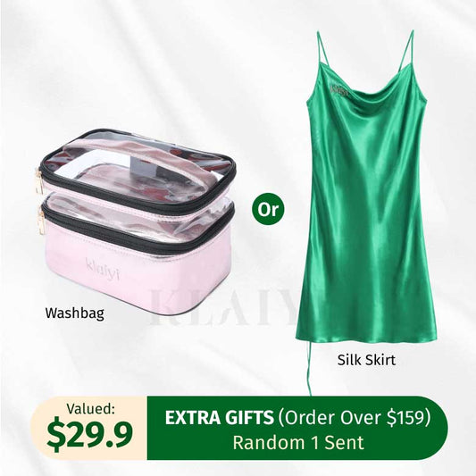 Exclusive Gifts for Order Over $159 | Double Layer Makeup Bag/Luxurious Green Silk Skirt Randomly Sent