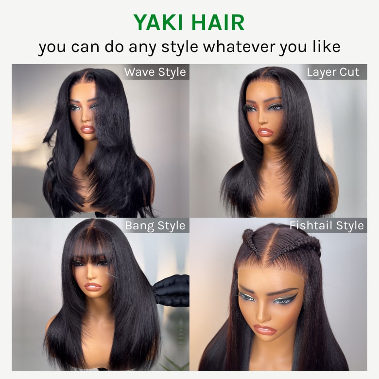 Klaiyi Yaki Straight Put On and Go Glueless Lace Wigs 7x5 Bye Bye Knots/5x5 HD Pre-cut Human Hair Lace Wig