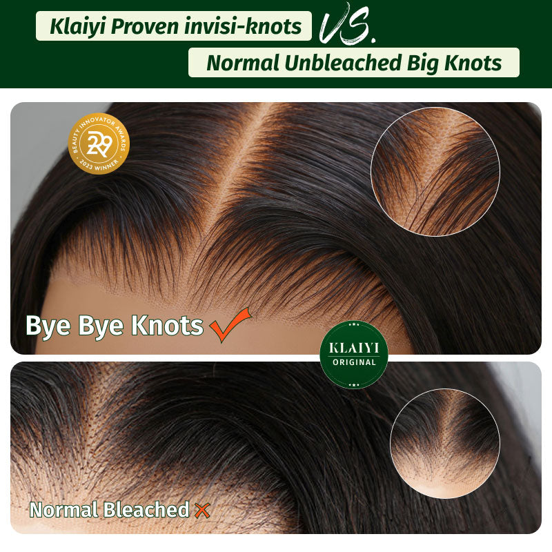 Klaiyi Yaki Straight Put On and Go Glueless Lace Wigs 7x5 Bye Bye Knots/5x5 HD Pre-cut Human Hair Lace Wig