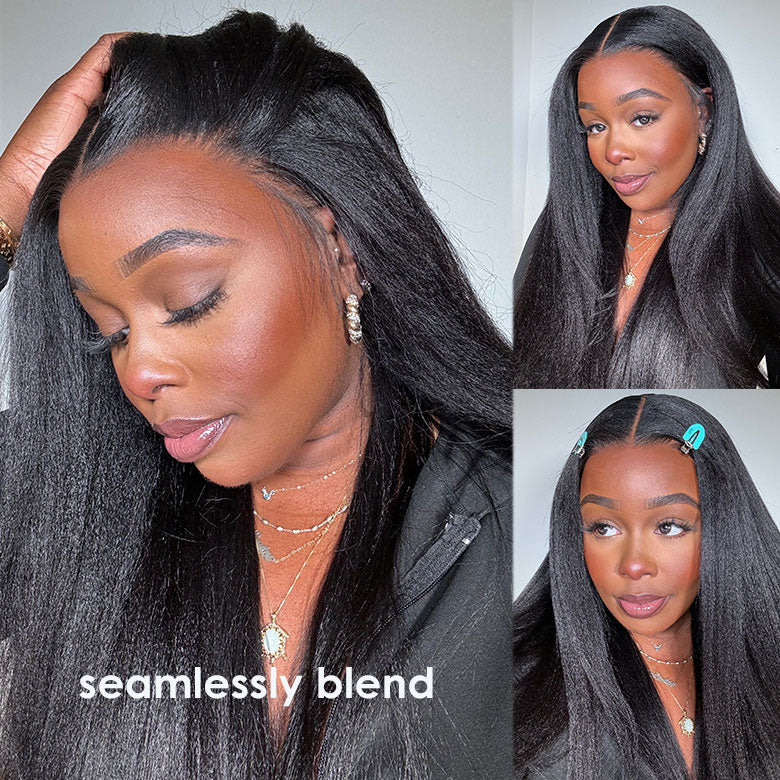 Klaiyi Yaki Straight Put On and Go Glueless Lace Wigs 7x5 Bye Bye Knots/5x5 HD Pre-cut Human Hair Lace Wig