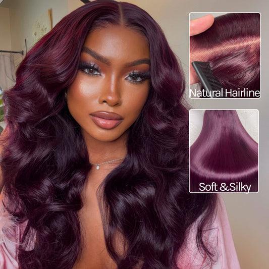 Klaiyi Black Cherry Layered Cut Straight/Loose Wave 7x5 and 13x4 Pre-Everything Lace Frontal Wig Put on and Go Glueless Wig
