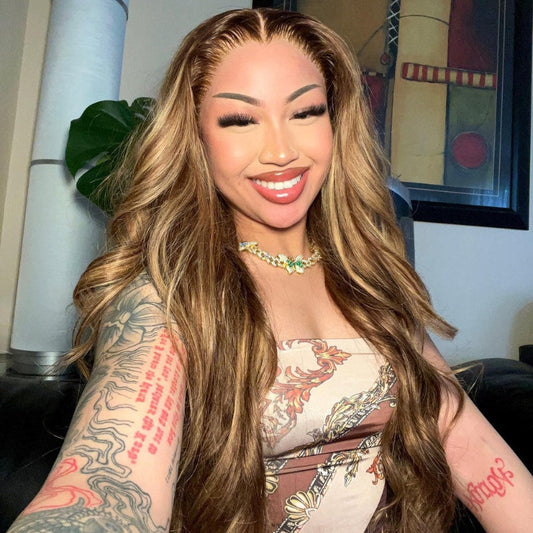 Buy 1 Get 1 Free,Code:BOGO | Klaiyi Ombre Highlight 7x5 Bye Bye Knots Body Wave Wig