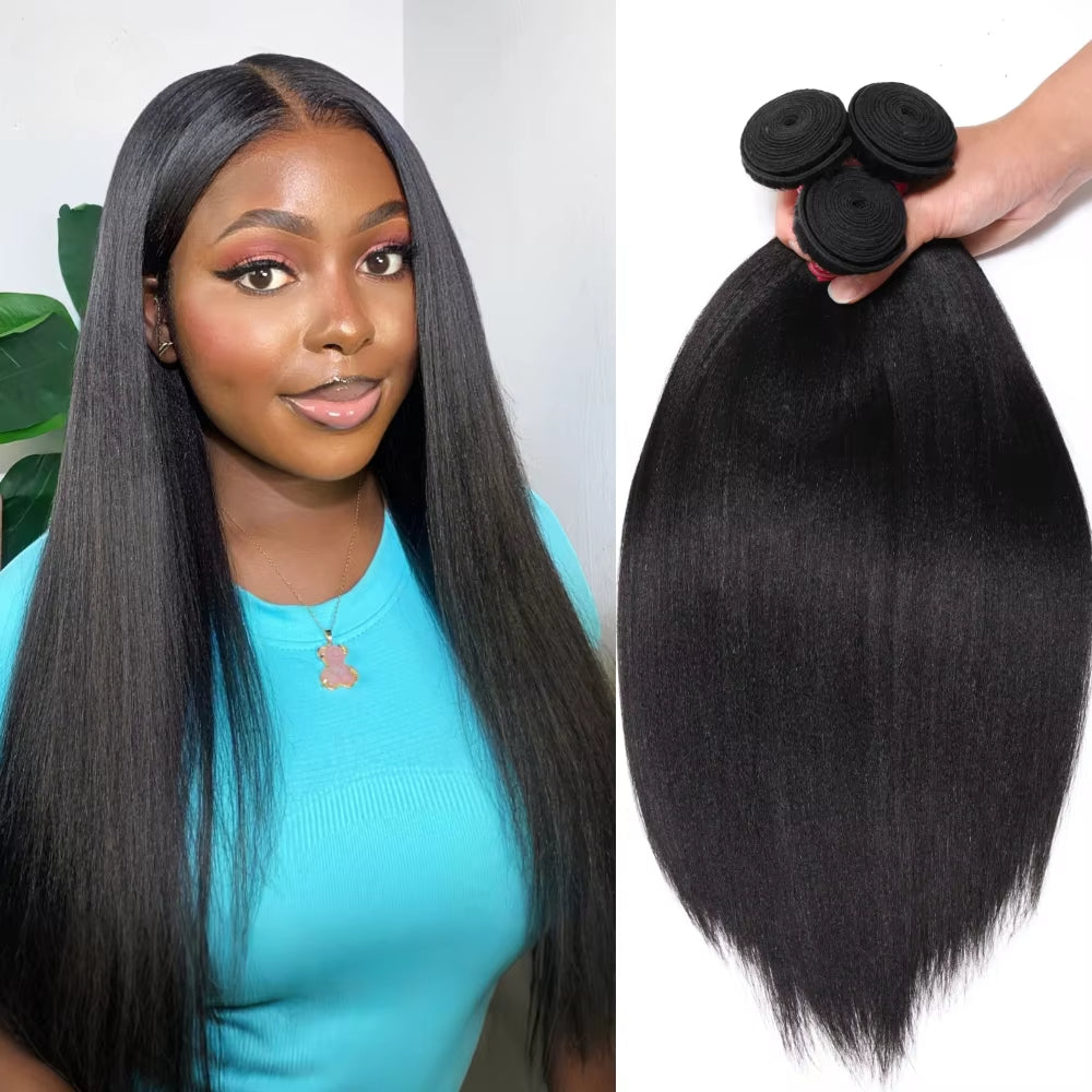 Klaiyi Light Yaki Straight Human Hair Bundles Most Natural Yaki Weave 2/3/4 Bundles/Pack