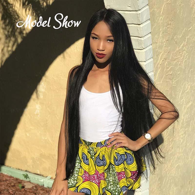 Klaiyi Peruvian Straight Hair 3 Bundles with 4*4 Lace Closure